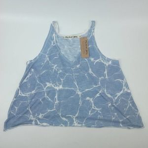Michael Stars Womens Indigo Aqua Wash V Neck Trapeze Sleevless Tank One Size